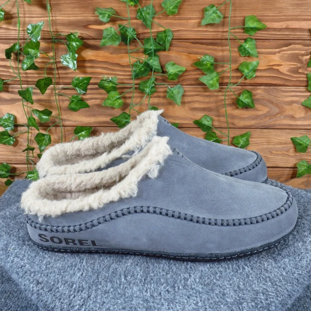 Sorel Falcon Ridge II Mens Slipper Size 13 Indoor Outdoor Quarry Grey Suede‎